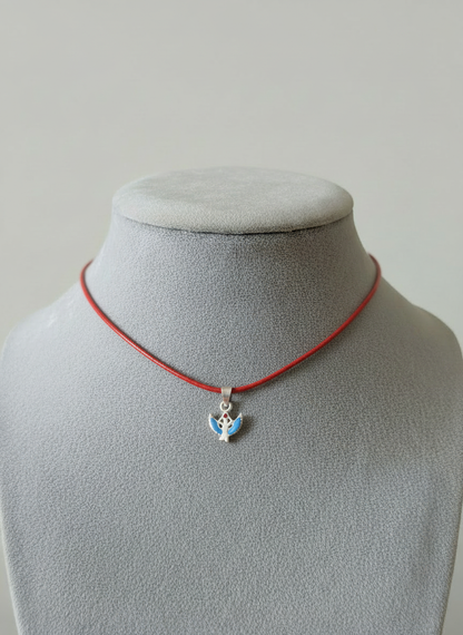 BLUE WINGED AMULET 950 STERLING SILVER NECKLACE - 19jacks