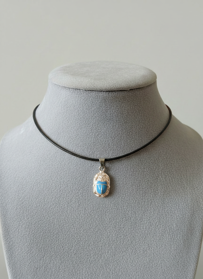 SCARAB AMULET 950 STERLING SILVER NECKLACE - 19jacks